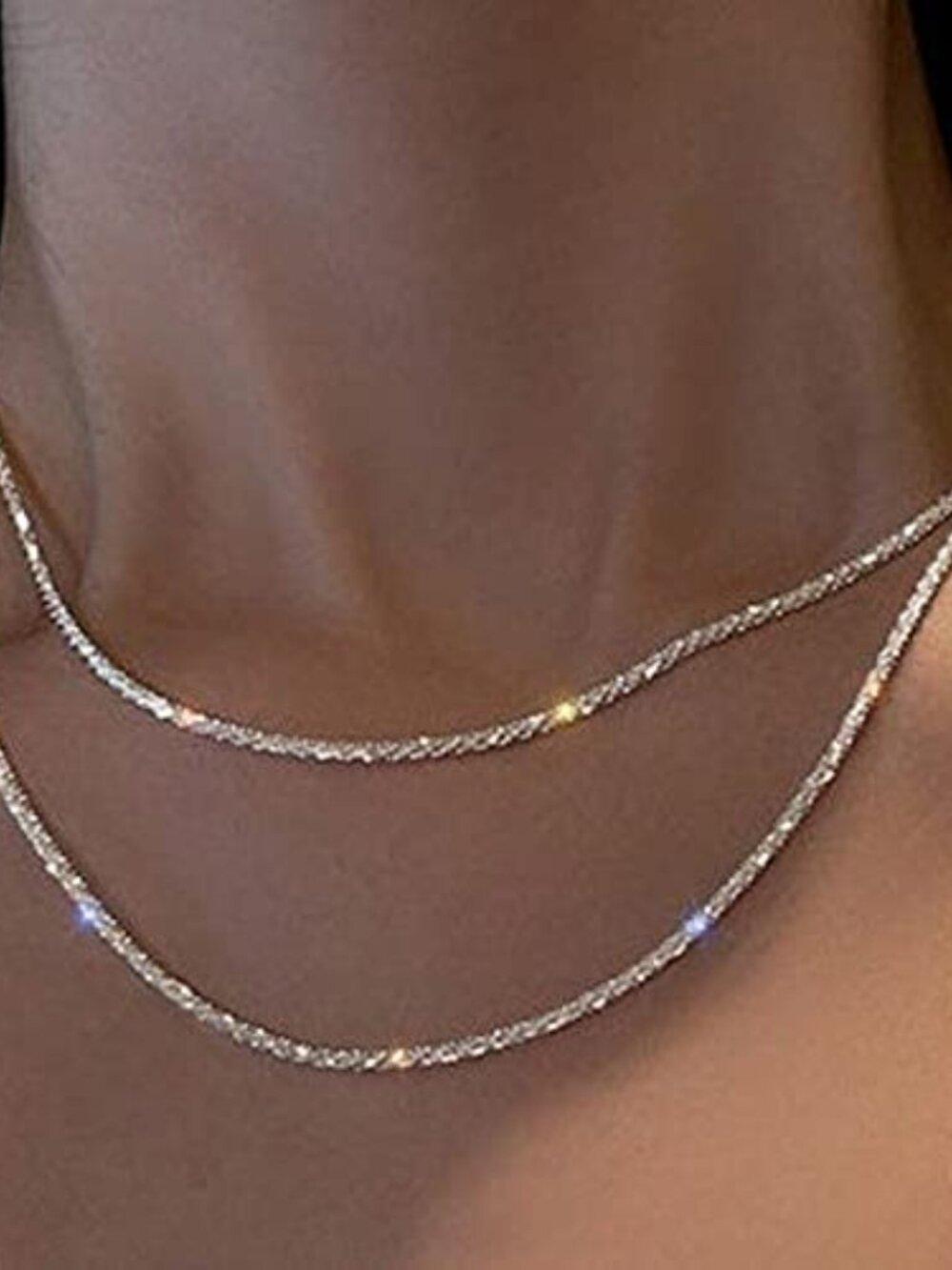 Choker Necklace Set Double Layer Snake Chain Herbone Chain Necklace